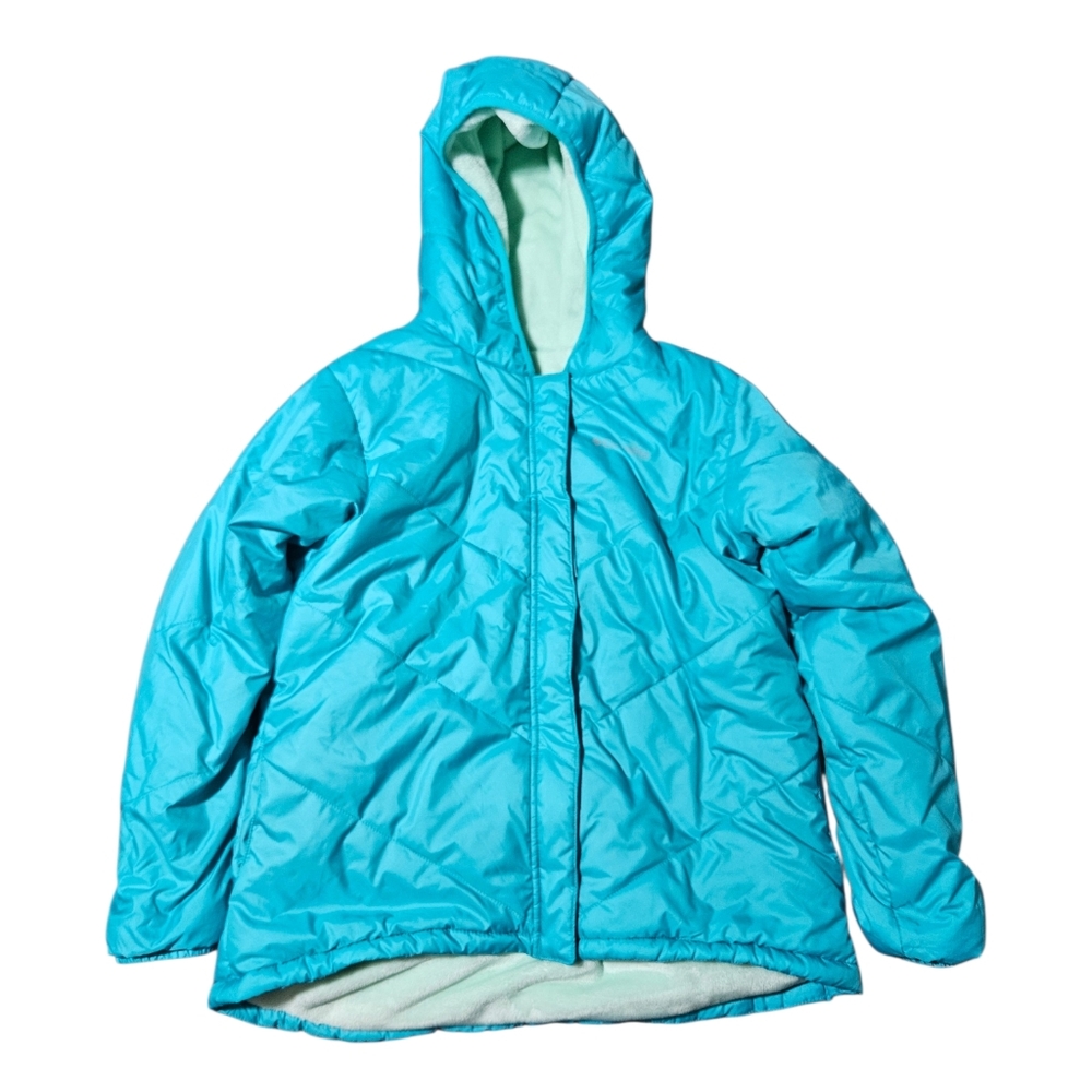 Columbia Girl's Big Fir Reversible Jacket Hooded Zip Light Blue Youth XL (18/20)